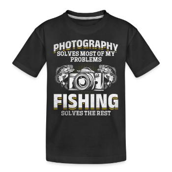 Fotografie löst die meisten meiner Probleme beim - Kinder Premium Bio T-Shirt - Schwarz - Vorne