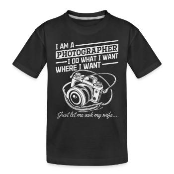 Drôle de photo Photo Photographie Je suis un - T-shirt bio Premium Enfant - noir - Devant