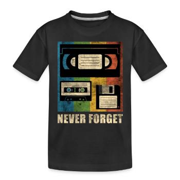 Never Forget Audio Cassette Tape Nerdy Geeky - Kinder Premium Bio T-Shirt - Schwarz - Vorne