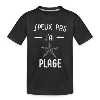 Je peux pas j'ai plage - T-shirt bio Premium Enfant - noir - Devant