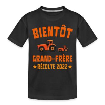 Bientôt Grand Frère Récolte 2022 Tracteur - T-shirt bio Premium Enfant - noir - Devant