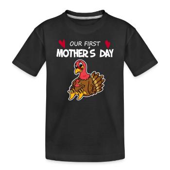 Cadeau de fête des mères - Notre première fête des mères - T-shirt bio Premium Enfant - noir - Devant