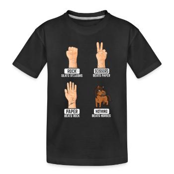 Rock Paper Scissors Nothing Beats Horses Horse Rid - Kids' Premium Organic T-Shirt - black - Front