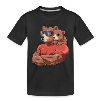 Starker Bär mit Baby Bär für einen Bären - Kinder Premium Bio T-Shirt - Schwarz - Vorne