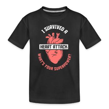 I survived a heart attack - Kids' Premium Organic T-Shirt - black - Front