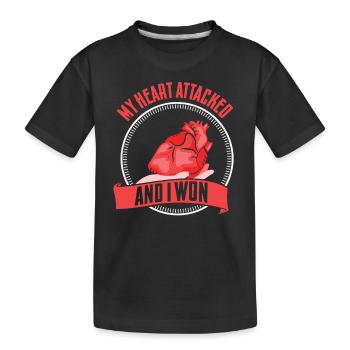 My heart attacked and I won - Kids' Premium Organic T-Shirt - black - Front