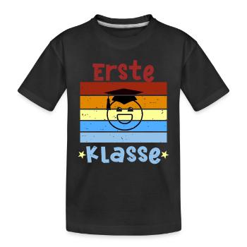 1. Klasse Smile Schulbeginn T shirt - Kinder Premium Bio T-Shirt - Schwarz - Vorne