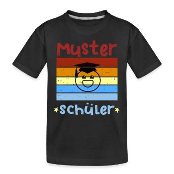 Musterschüler Smile Schulbeginn T shirt - Kinder Premium Bio T-Shirt - Schwarz - Vorne