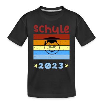 Schule 2023 1. Klasse Smile Schulbeginn T shirt - Kinder Premium Bio T-Shirt - Schwarz - Vorne