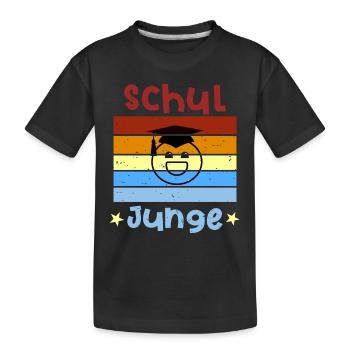 Schuljunge 1. Klasse Smile Schulbeginn T shirt - Kinder Premium Bio T-Shirt - Schwarz - Vorne