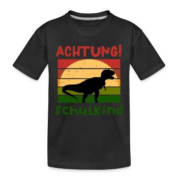 Achtung Schulkind Dino Schulbeginn T shirt - Kinder Premium Bio T-Shirt - Schwarz - Vorne