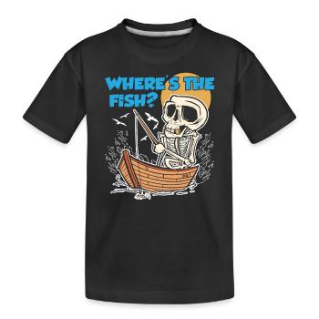 Wo Ist Der Fisch? Angeln Fischer Angler Fischen - Kinder Premium Bio T-Shirt - Schwarz - Vorne