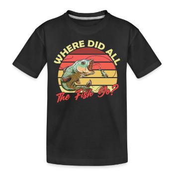 Wo Sind Die Ganzen Fische Hin? Fischen Fischer - Kinder Premium Bio T-Shirt - Schwarz - Vorne