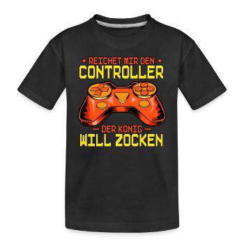 Zocken Gaming Reichet mir den Controller - Kinder Premium Bio T-Shirt - Schwarz - Vorne
