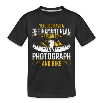 Foto Altersvorsorge Fotografie Wandern Fotograf - Kinder Premium Bio T-Shirt - Schwarz - Vorne
