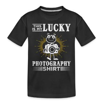 Photographer This Is My Lucky Photo-Shirt Photo - Kids' Premium Organic T-Shirt - black - Front
