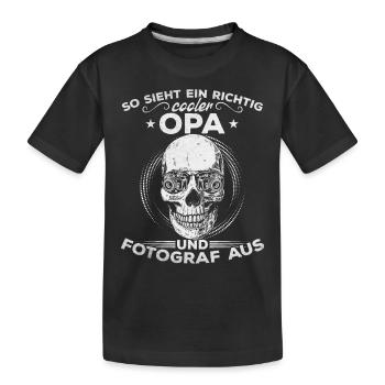 Fotograf Opa - So sieht ein richtig cooler Opa und - Kinder Premium Bio T-Shirt - Schwarz - Vorne