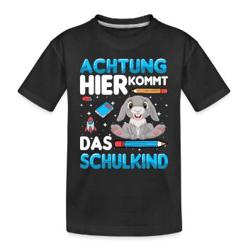 Schulkind Hase Einschulung 1. Klasse Schule - Kinder Premium Bio T-Shirt - Schwarz - Vorne