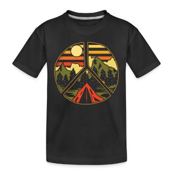Hiking outdoors Peace and love - Kids' Premium Organic T-Shirt - black - Front