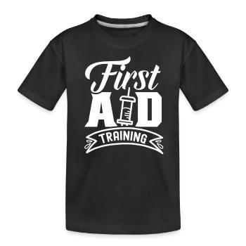 Training in First Aid Course First Aid - Kids' Premium Organic T-Shirt - black - Front