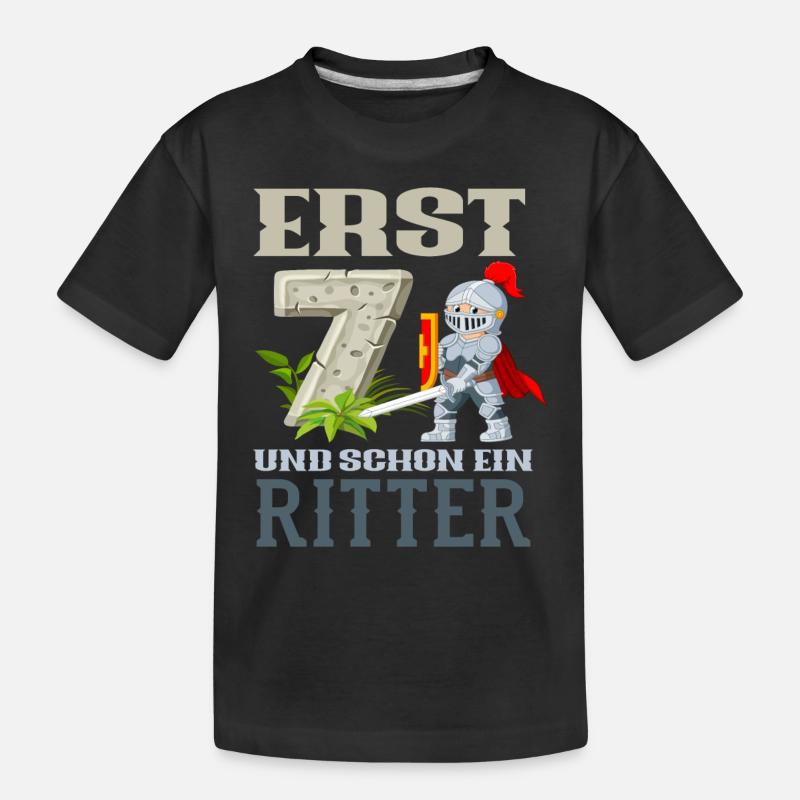 Ritter 7. Geburtstag Jungs Geschenk - Kinder Premium Bio T-Shirt - Schwarz