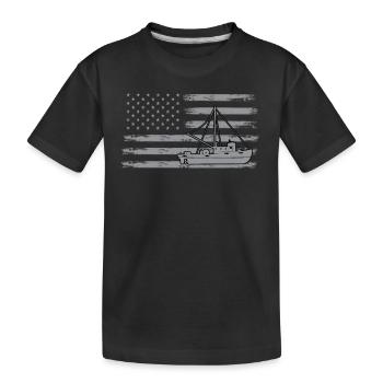 Fischkutter USA Fahne - Kinder Premium Bio T-Shirt - Schwarz - Vorne