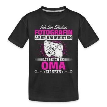 Fotografin Oma Fotografie Ich bin Stolze - Kinder Premium Bio T-Shirt - Schwarz - Vorne