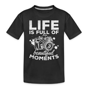 Das Fotografie-Leben ist voller schöner Momente - - Kinder Premium Bio T-Shirt - Schwarz - Vorne