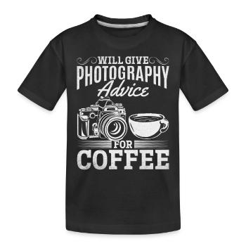 Photographer I give tips on photography for - Kids' Premium Organic T-Shirt - black - Front
