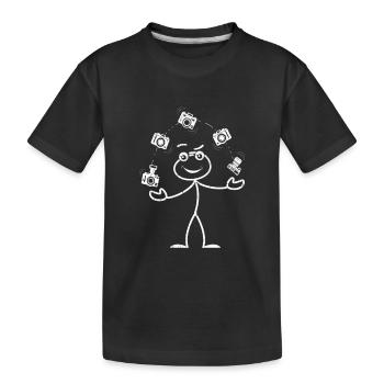 Photography Camera Photographer Stick figure photo - Kids' Premium Organic T-Shirt - black - Front