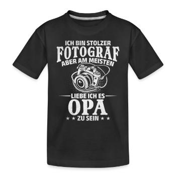 Fotograf Opa Fotografen Fotografie Ich bin Stolzer - Kinder Premium Bio T-Shirt - Schwarz - Vorne
