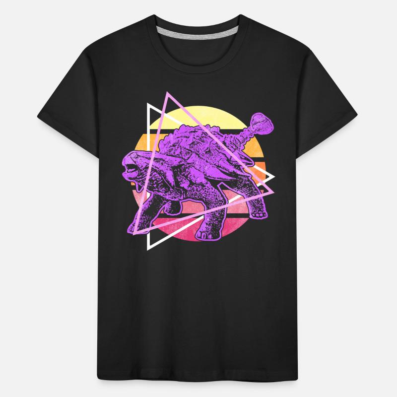 Vaporwave Synthwave Ankylosaurus Dinosaurier Kinder Premium Bio T-Shirt