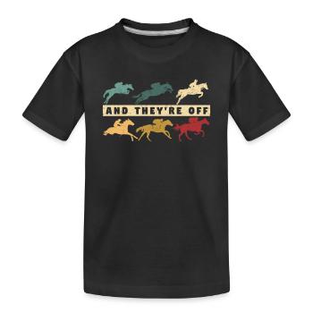 Und sie sind weg Pferderennen Lustiger Jockey - Kinder Premium Bio T-Shirt - Schwarz - Vorne