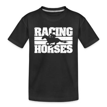 Rennpferde Grand Horse National Wild Running - Kinder Premium Bio T-Shirt - Schwarz - Vorne