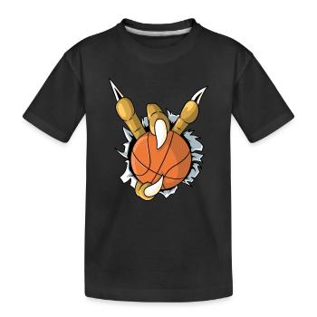 Adlerkralle mit Basketball - Kinder Premium Bio T-Shirt - Schwarz - Vorne