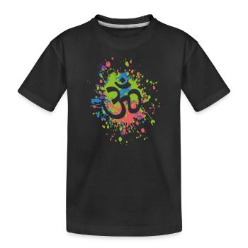 Yoga Aum Om Sign Symbol Color Splash - Kinder Premium Bio T-Shirt - Schwarz - Vorne