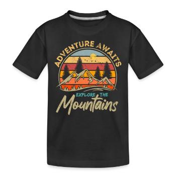 L’aventure vous attend - Explorez les montagnes - Retro - T-shirt bio Premium Enfant - noir - Devant