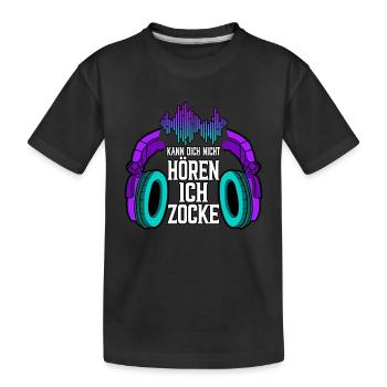 Zocken Gaming Kann Dich Nicht Hören Ich Zocke - Kinder Premium Bio T-Shirt - Schwarz - Vorne
