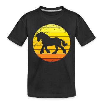 Clydesdale Horse Retro Draft Horse Motif - Kids' Premium Organic T-Shirt - black - Front