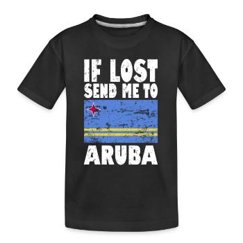 Aruba Flagge Spruch - Kinder Premium Bio T-Shirt - Schwarz - Vorne