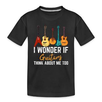 Je me demande si les guitares pensent à moi trop drôle Guita - T-shirt bio Premium Enfant - noir - Devant