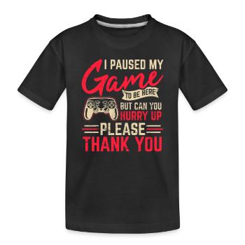 J’ai mis en pause mon jeu Drôle de joueur Drôle de jeu vidéo Gami - T-shirt bio Premium Enfant - noir - Devant