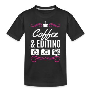 Photographie Café & Édition Photo Caméra Photographe - T-shirt bio Premium Enfant - noir - Devant