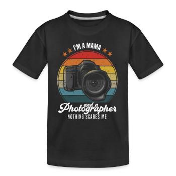Maman Amoureuse de la Photographie Je suis une maman et une - T-shirt bio Premium Enfant - noir - Devant