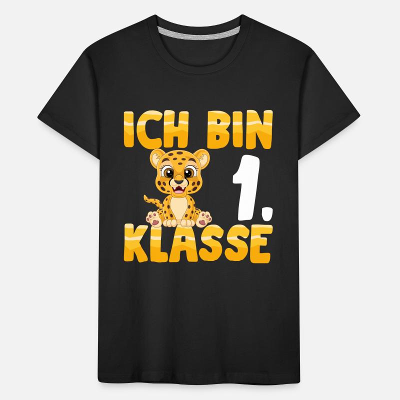 Ich bin 1. Klasse Einschulung Leopard Kinder Premium Bio T-Shirt