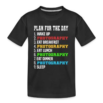 Fotografenplan für den Tag - Kinder Premium Bio T-Shirt - Schwarz - Vorne