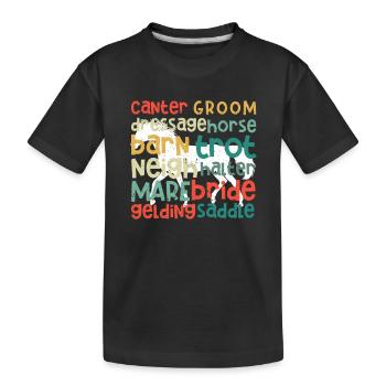 Horse Typography Word Art Horse Riding Riding - Kids' Premium Organic T-Shirt - black - Front
