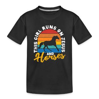 Cette fille court sur Jésus et monte à cheval - T-shirt bio Premium Enfant - noir - Devant