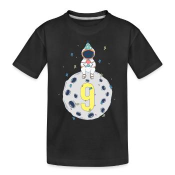 9th Birthday Space Birthday Party - Kids' Premium Organic T-Shirt - black - Front