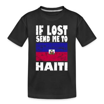 Haiti Flag Slogan - Kids' Premium Organic T-Shirt - black - Front
